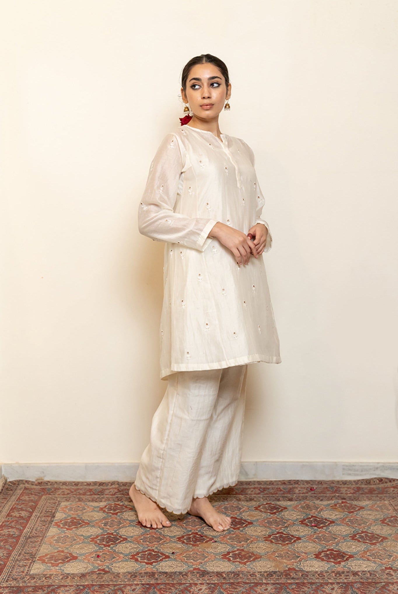 Roohi Kalidaar Kurta Set - Ivory (Set of 3) - CiceroniKurta Set, Festive wearNirjara