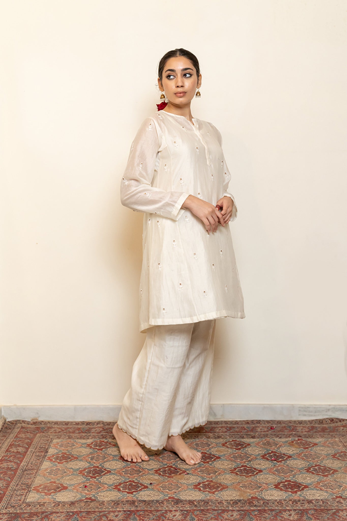 Roohi Kalidaar Kurta Set - Ivory (Set of 3) - CiceroniKurta Set, Festive wearNirjara