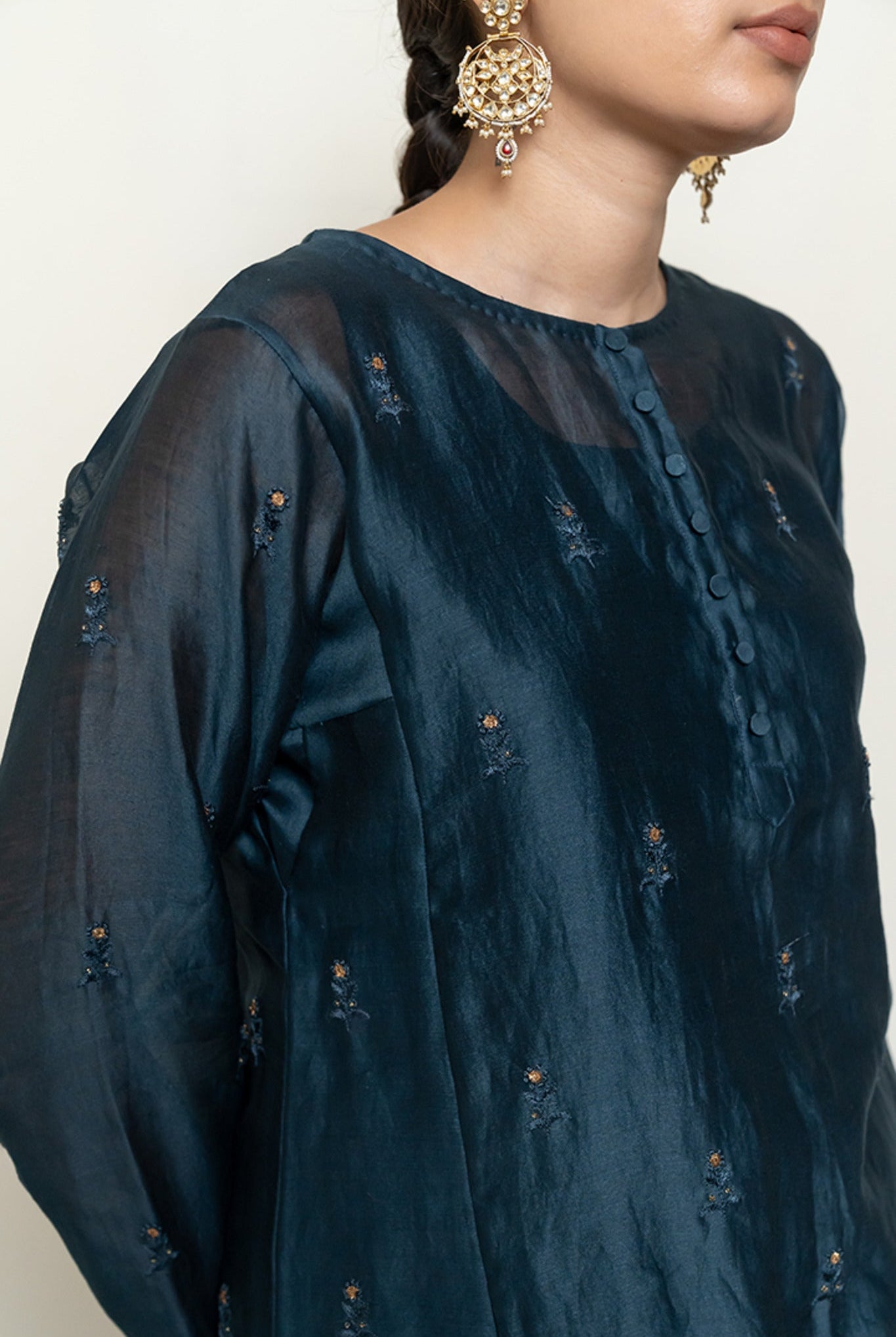 Roohi Kalidaar Kurta Set - Teal (Set of 3) - CiceroniKurta Set, Festive wearNirjara