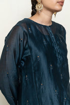 Roohi Kalidaar Kurta Set - Teal (Set of 3) - CiceroniKurta Set, Festive wearNirjara