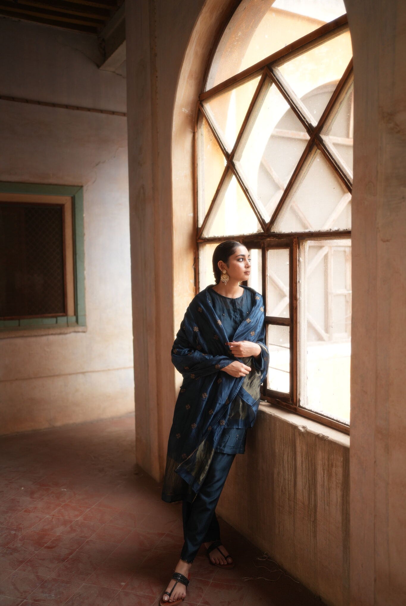 Roohi Kalidaar Kurta Set - Teal (Set of 3) - CiceroniKurta Set, Festive wearNirjara