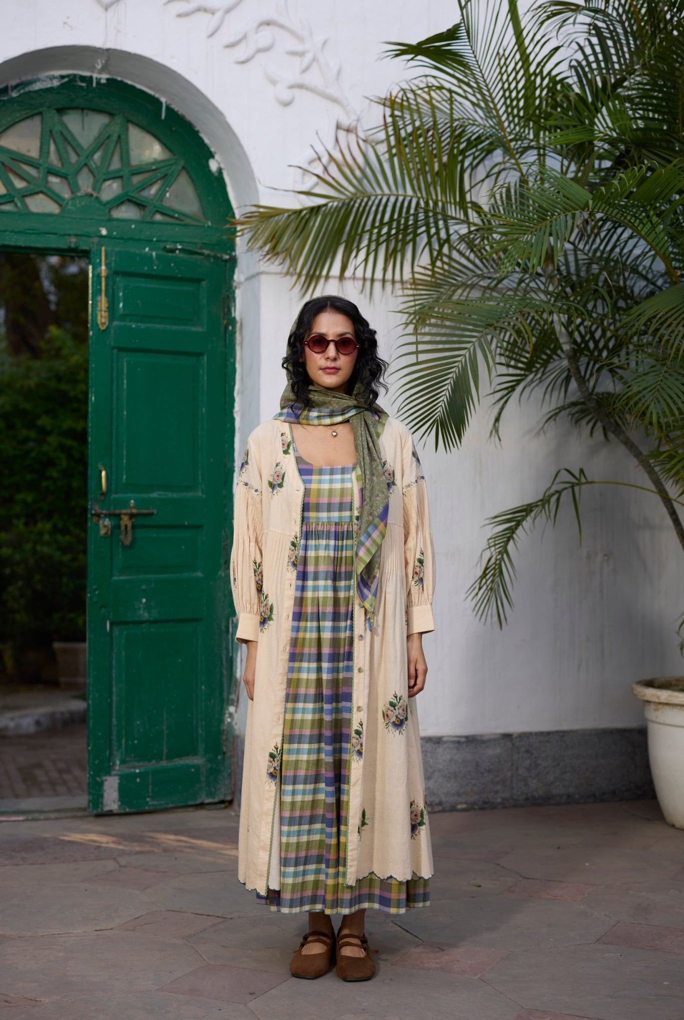 Rosaline Tunic - Ecru and Green - CiceroniKurta, Everyday WearKhyati Rughani