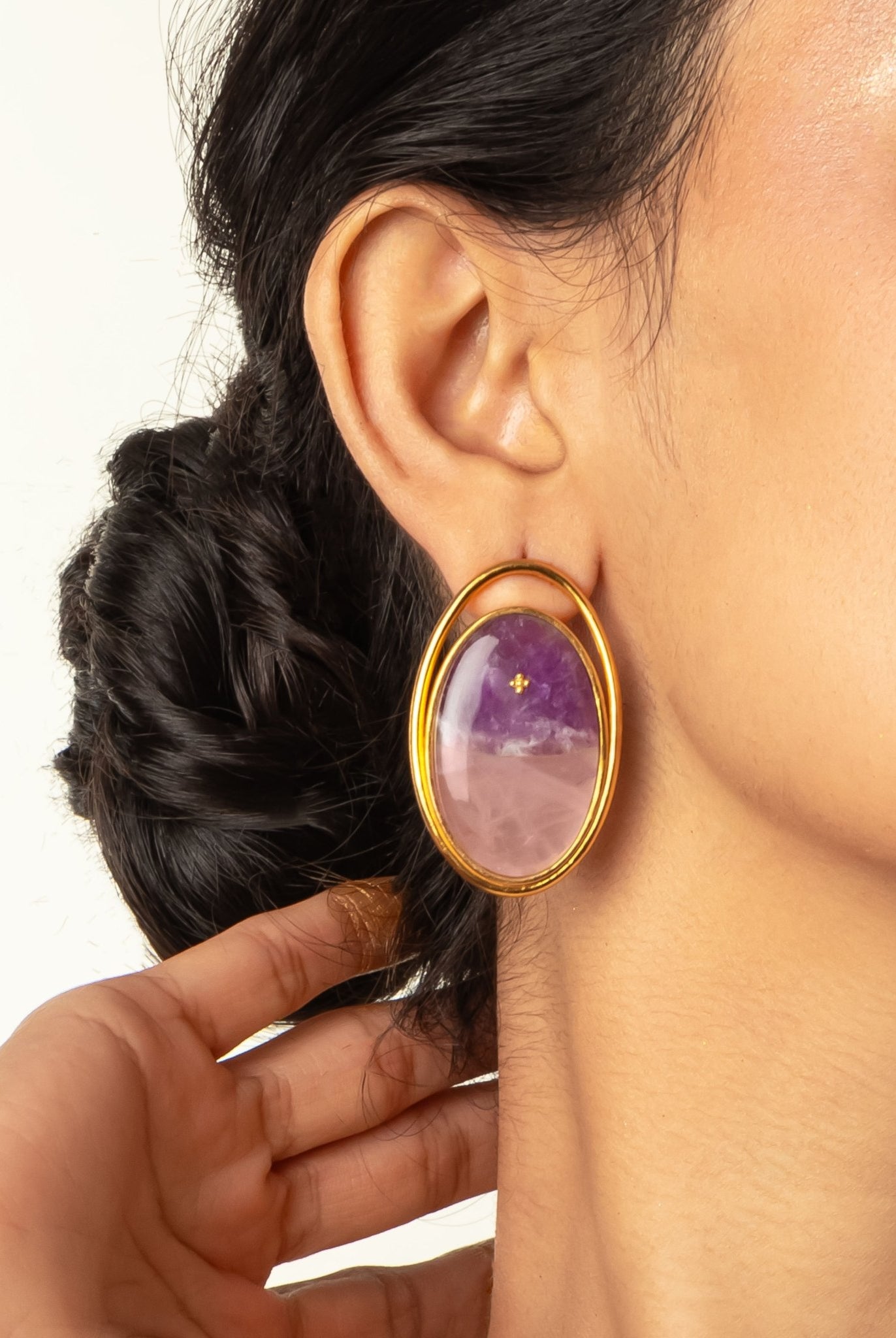 Rose and Ameythst studs - CiceroniEarringsRumri