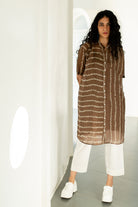 Rosewood Bandhej Tunic with White Pants - CiceroniKurta SetSilai Studio