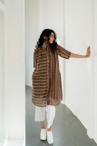 Rosewood Bandhej Tunic with White Pants - CiceroniKurta SetSilai Studio