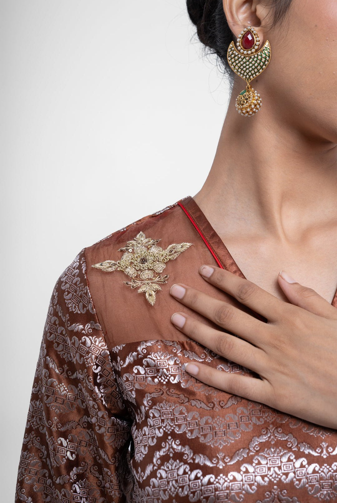 Ruby Gharara Set In Brown - CiceroniKurta Set, Festive WearShriya Singhi