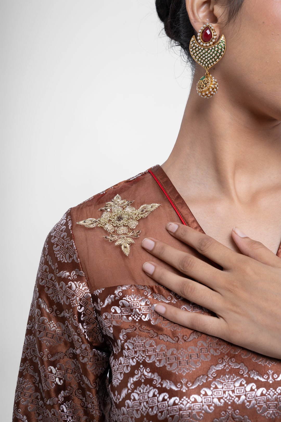 Ruby Gharara Set In Brown - CiceroniKurta Set, Festive WearShriya Singhi