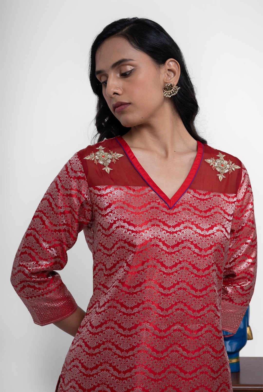 Ruby Gharara Set In Red - CiceroniKurta Set, Festive WearShriya Singhi