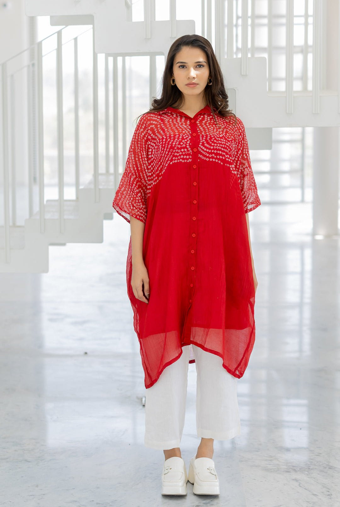 Ruby Swirl Bandhani Tunic Set - CiceroniKurta Set, Everyday WearSilai Studio