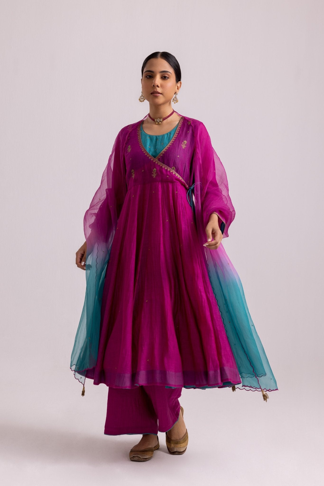 Ruhana Anarkali Set - Magenta - CiceroniKurta Set, Festive WearLabel Shreya Sharma