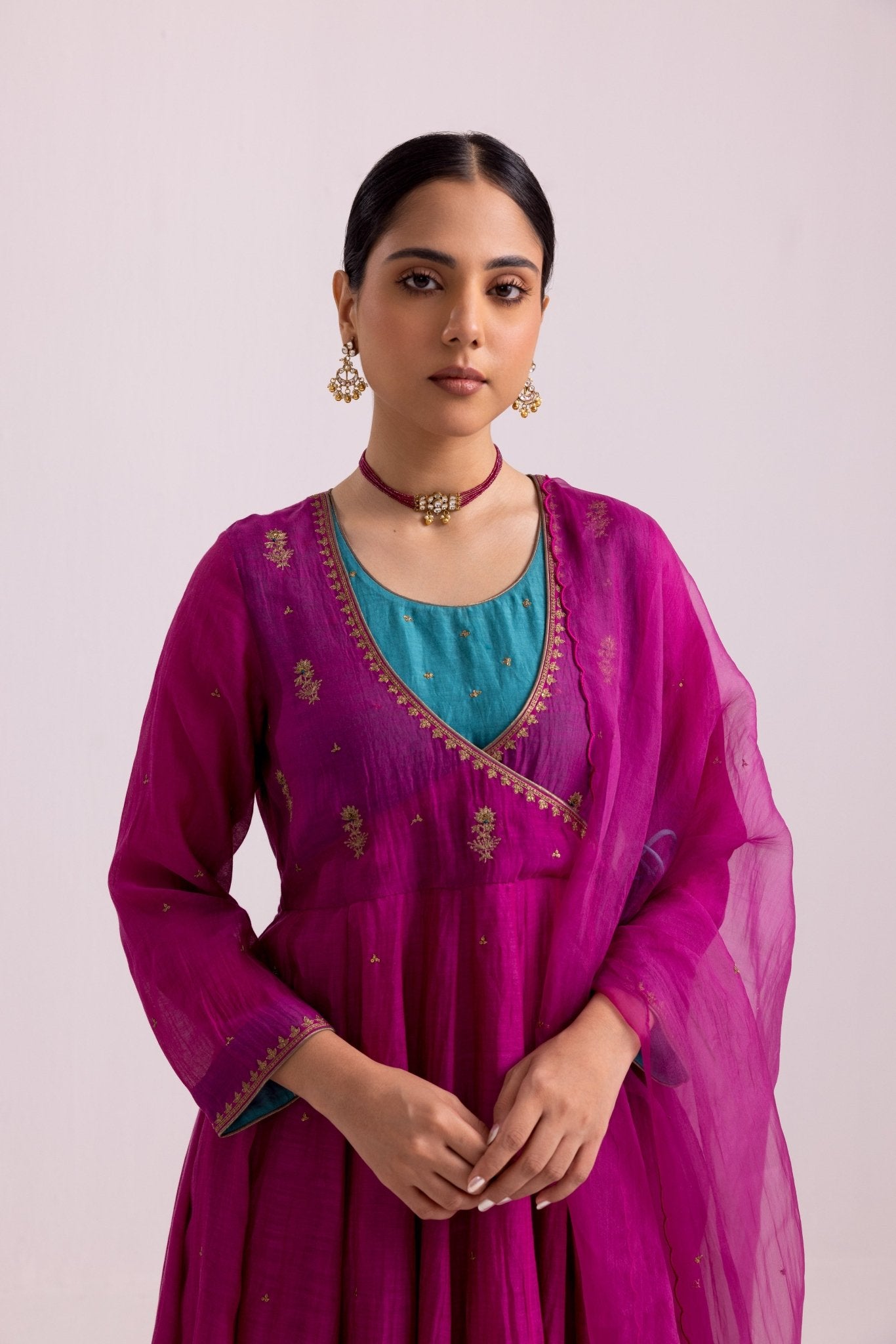 Ruhana Anarkali Set - Magenta - CiceroniKurta Set, Festive WearLabel Shreya Sharma