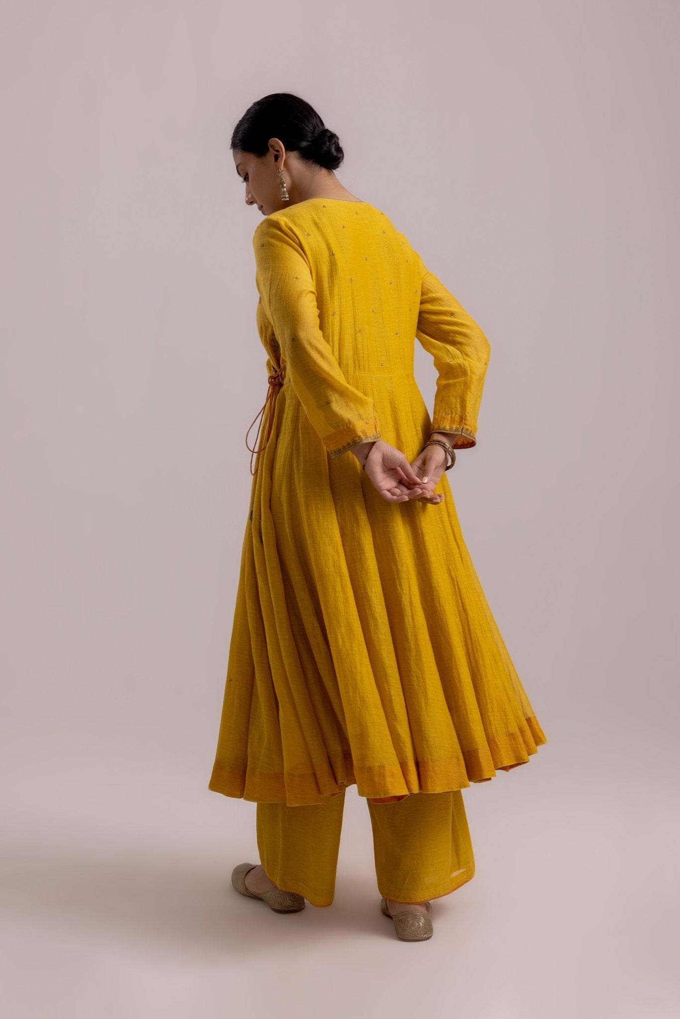Ruhana Anarkali Set - Mustard Yellow - CiceroniKurta Set, Festive WearLabel Shreya Sharma
