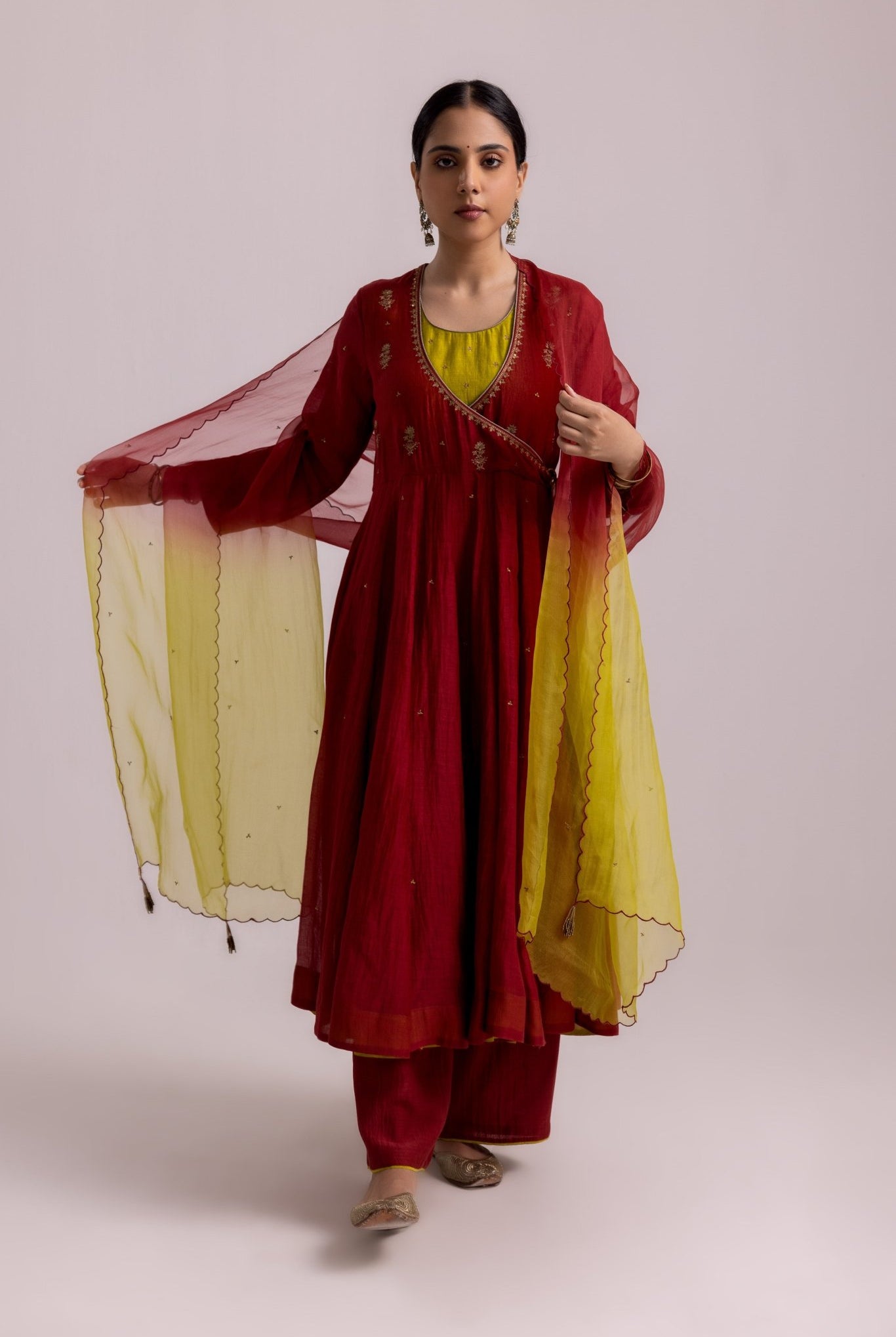 Ruhana Anarkali Set - Red - CiceroniKurta Set, Festive WearLabel Shreya Sharma