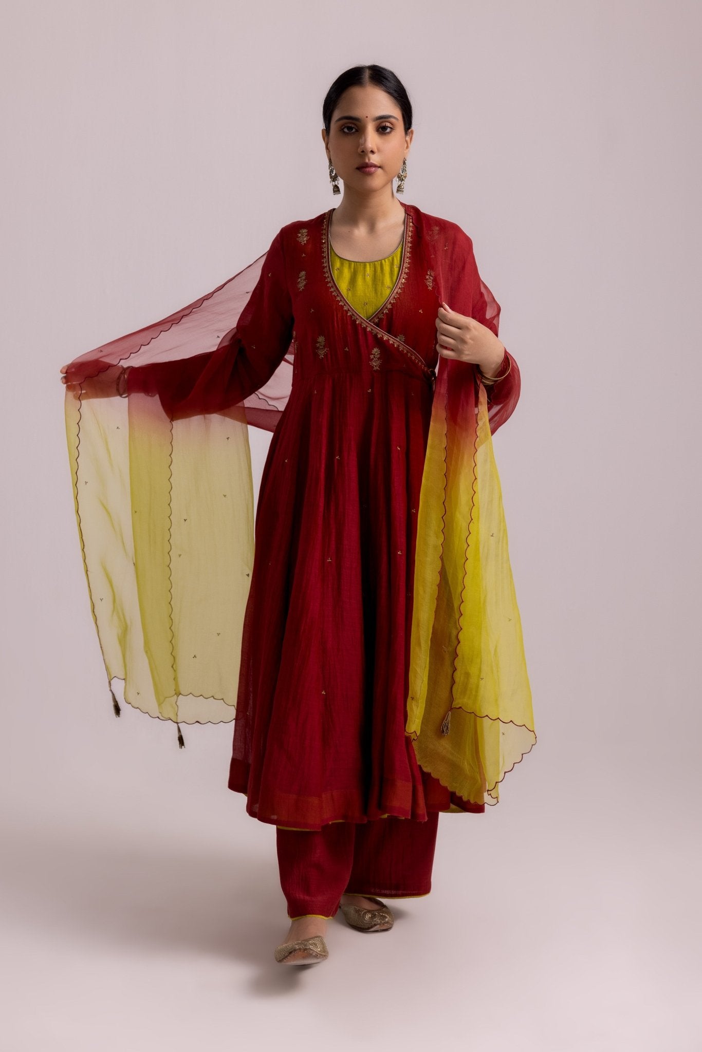 Ruhana Anarkali Set - Red - CiceroniKurta Set, Festive WearLabel Shreya Sharma