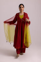 Ruhana Anarkali Set - Red - CiceroniKurta Set, Festive WearLabel Shreya Sharma