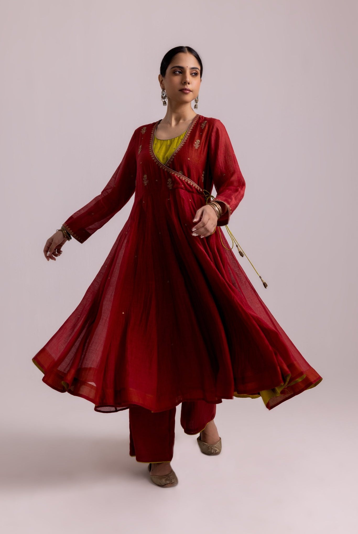 Ruhana Anarkali Set - Red - CiceroniKurta Set, Festive WearLabel Shreya Sharma
