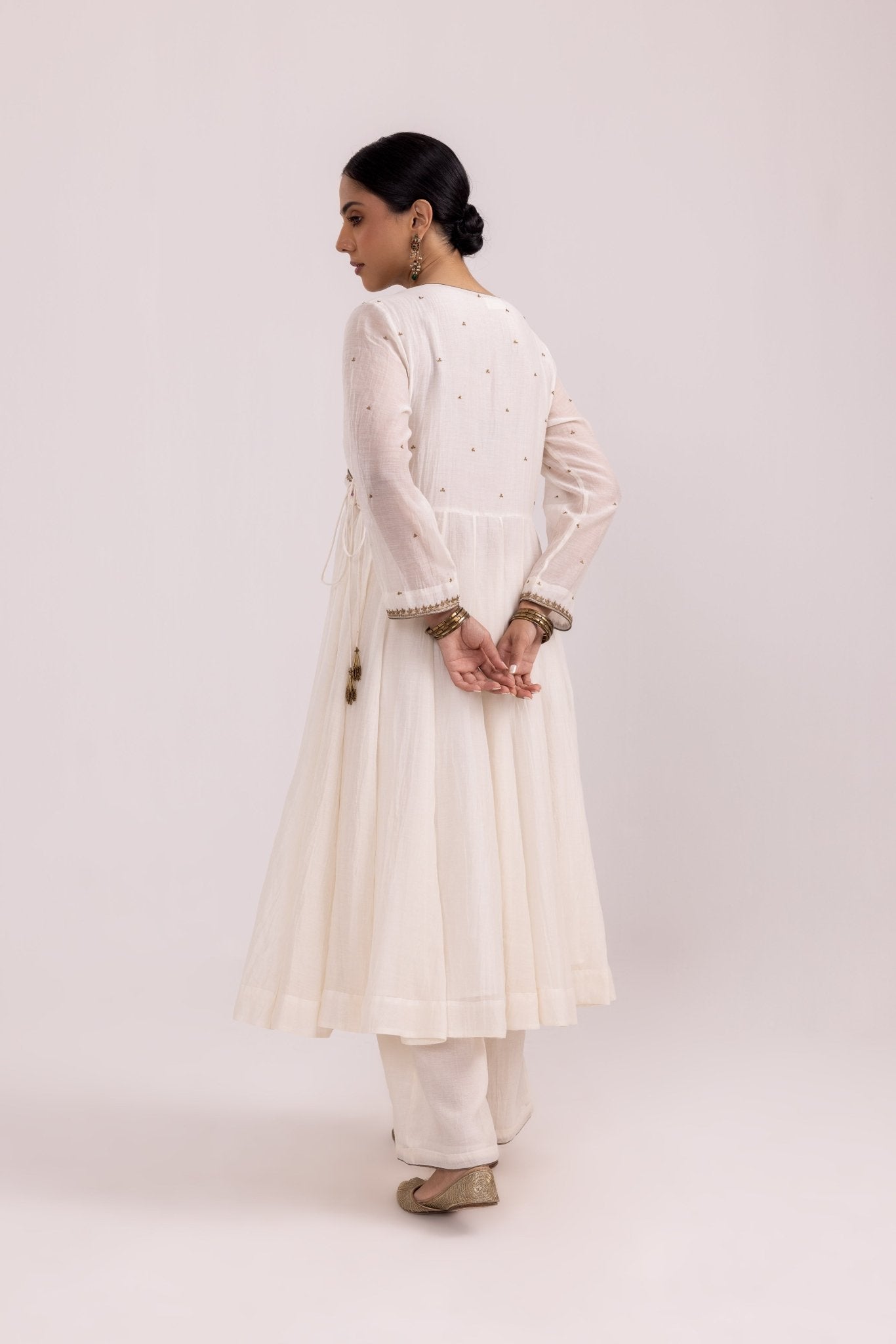 Ruhana Anarkali Set - White - CiceroniKurta Set, Festive WearLabel Shreya Sharma