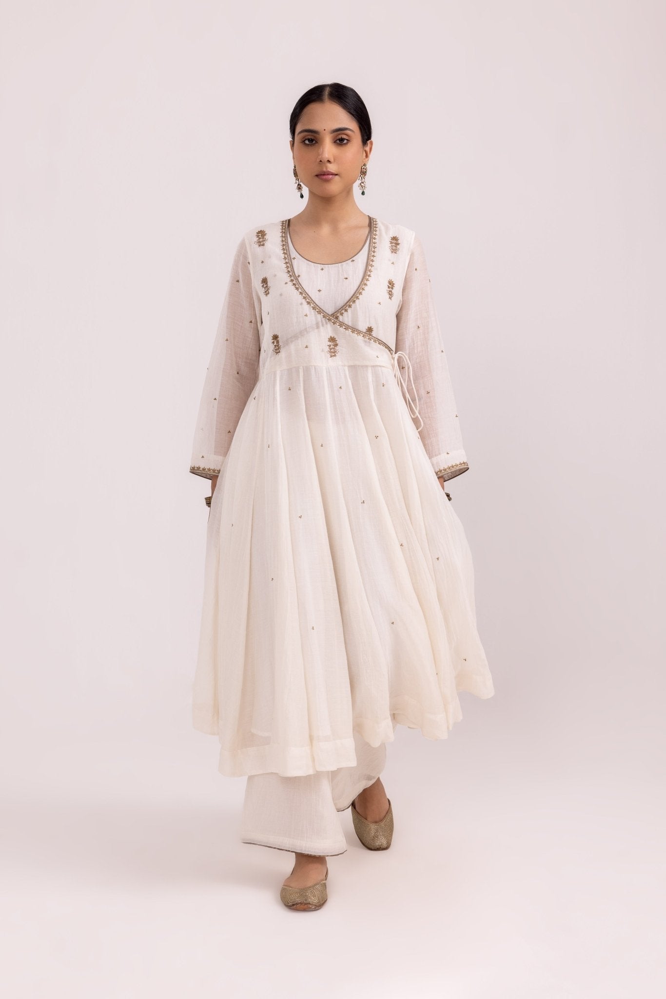 Ruhana Anarkali Set - White - CiceroniKurta Set, Festive WearLabel Shreya Sharma