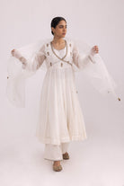 Ruhana Anarkali Set - White - CiceroniKurta Set, Festive WearLabel Shreya Sharma