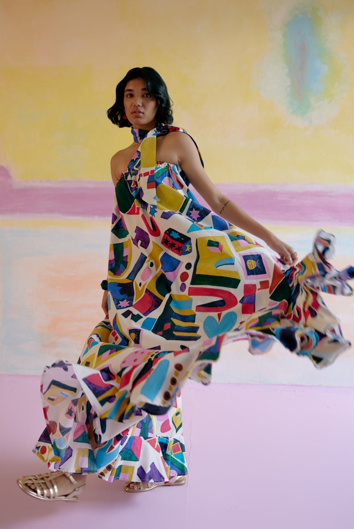 Rumi Maxi Dress in Arcade Print - CiceroniDressesHappi Space