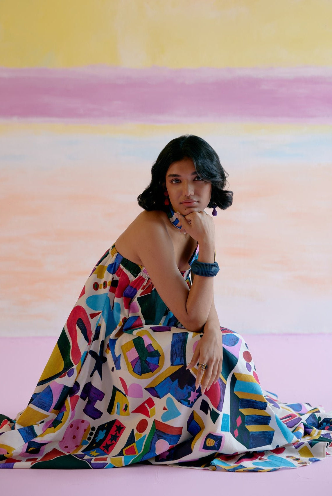 Rumi Maxi Dress in Arcade Print - CiceroniDressesHappi Space