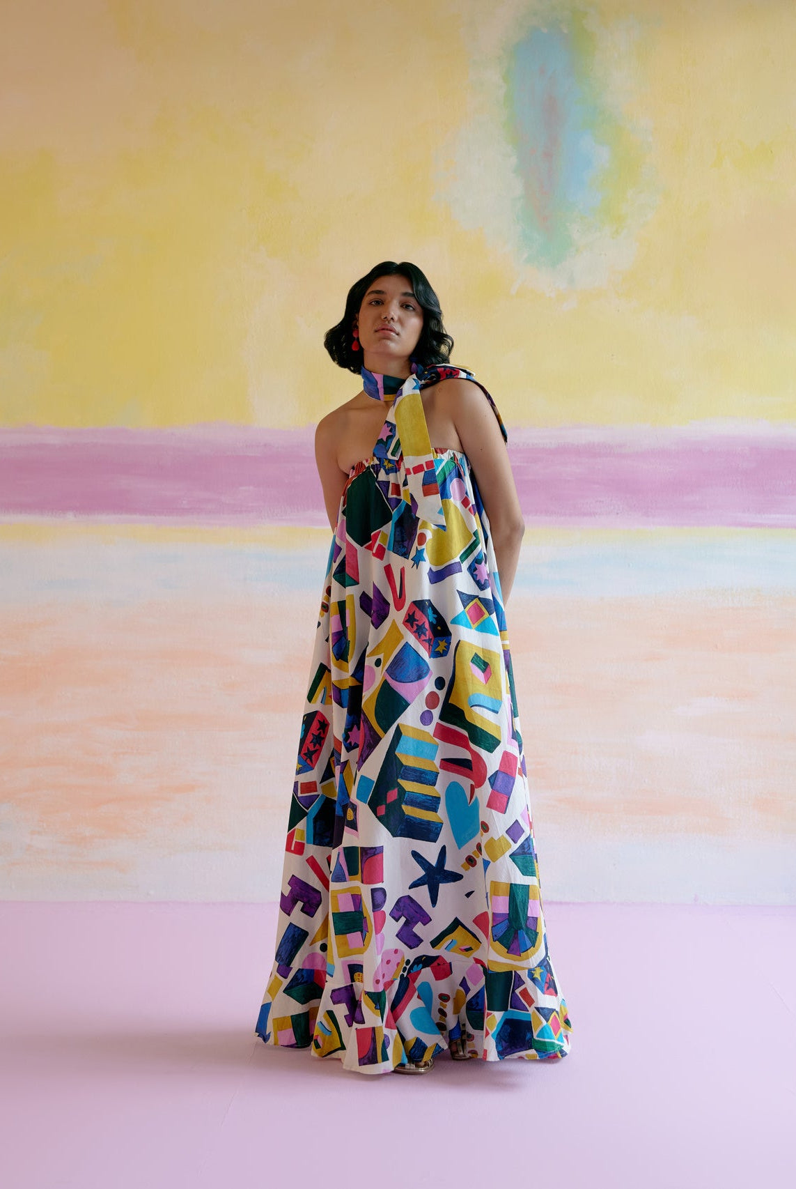 Rumi Maxi Dress in Arcade Print - CiceroniDressesHappi Space