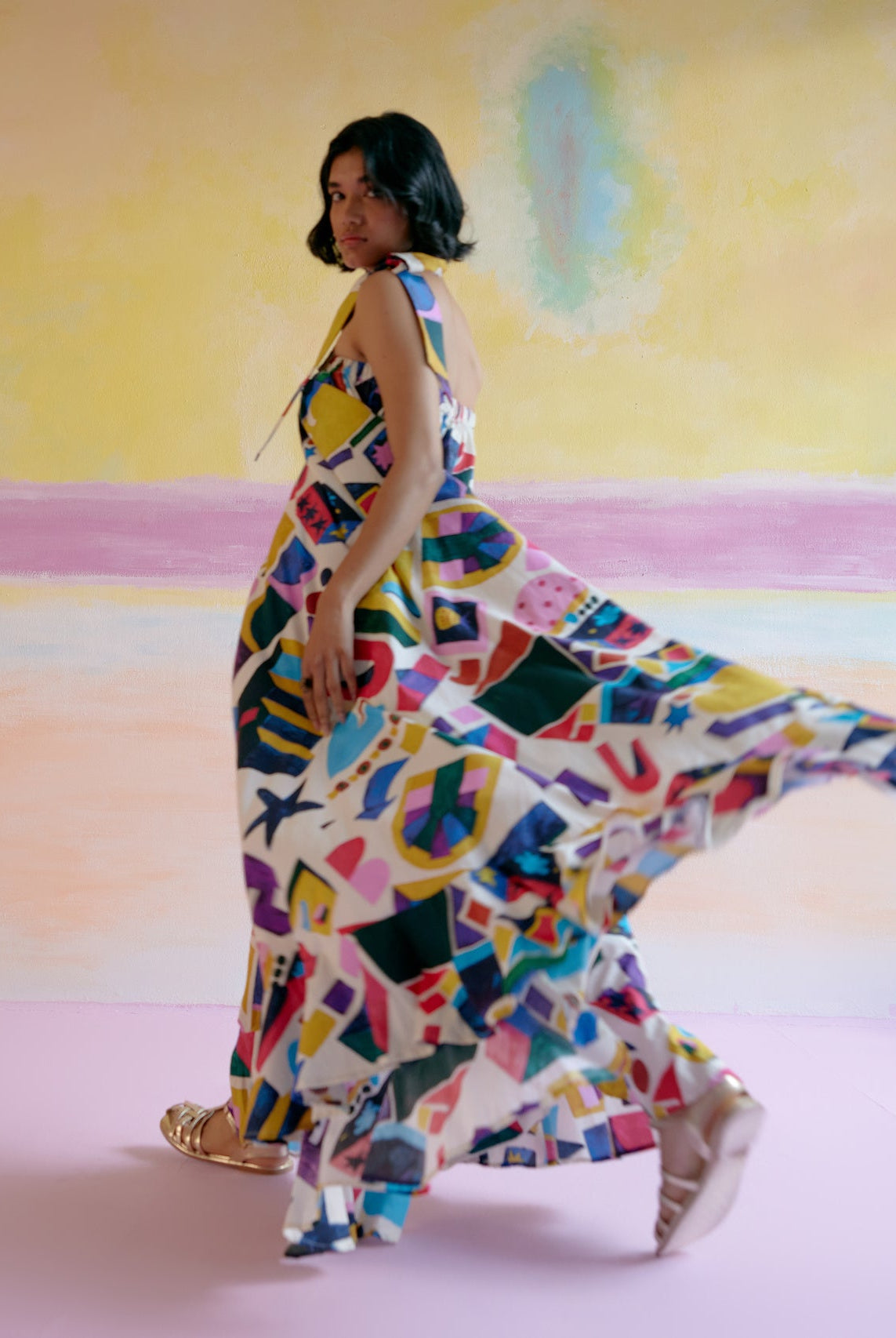 Rumi Maxi Dress in Arcade Print - CiceroniDressesHappi Space
