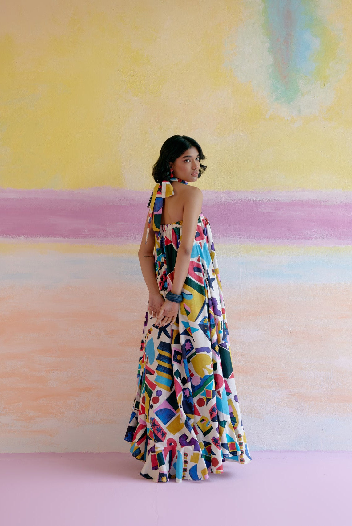 Rumi Maxi Dress in Arcade Print - CiceroniDressesHappi Space