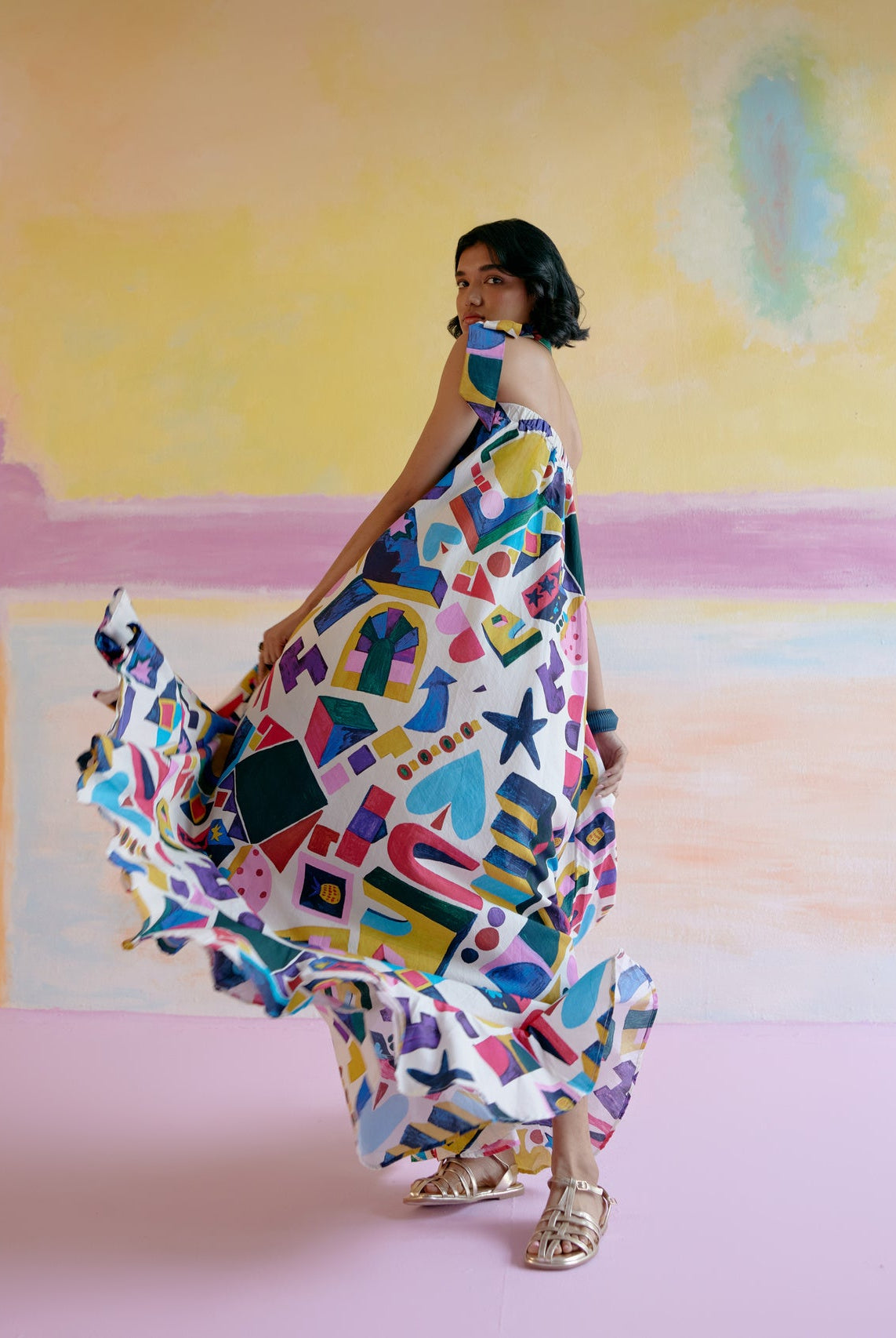 Rumi Maxi Dress in Arcade Print - CiceroniDressesHappi Space