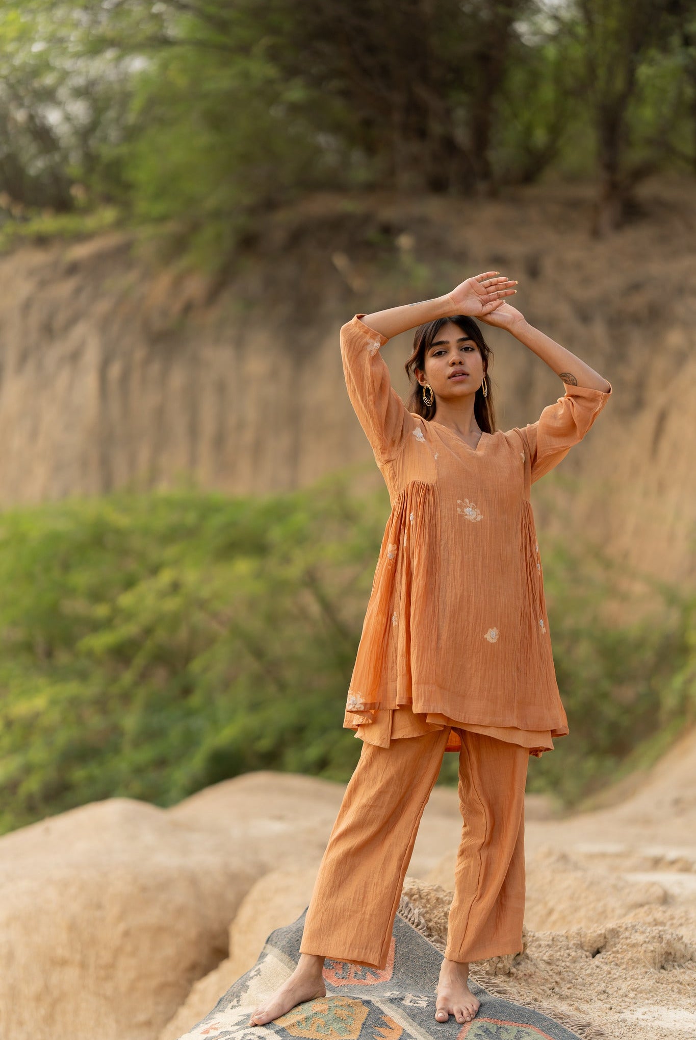Rust Floral Nara Set - CiceroniKurta Set, Festive wearNirjara