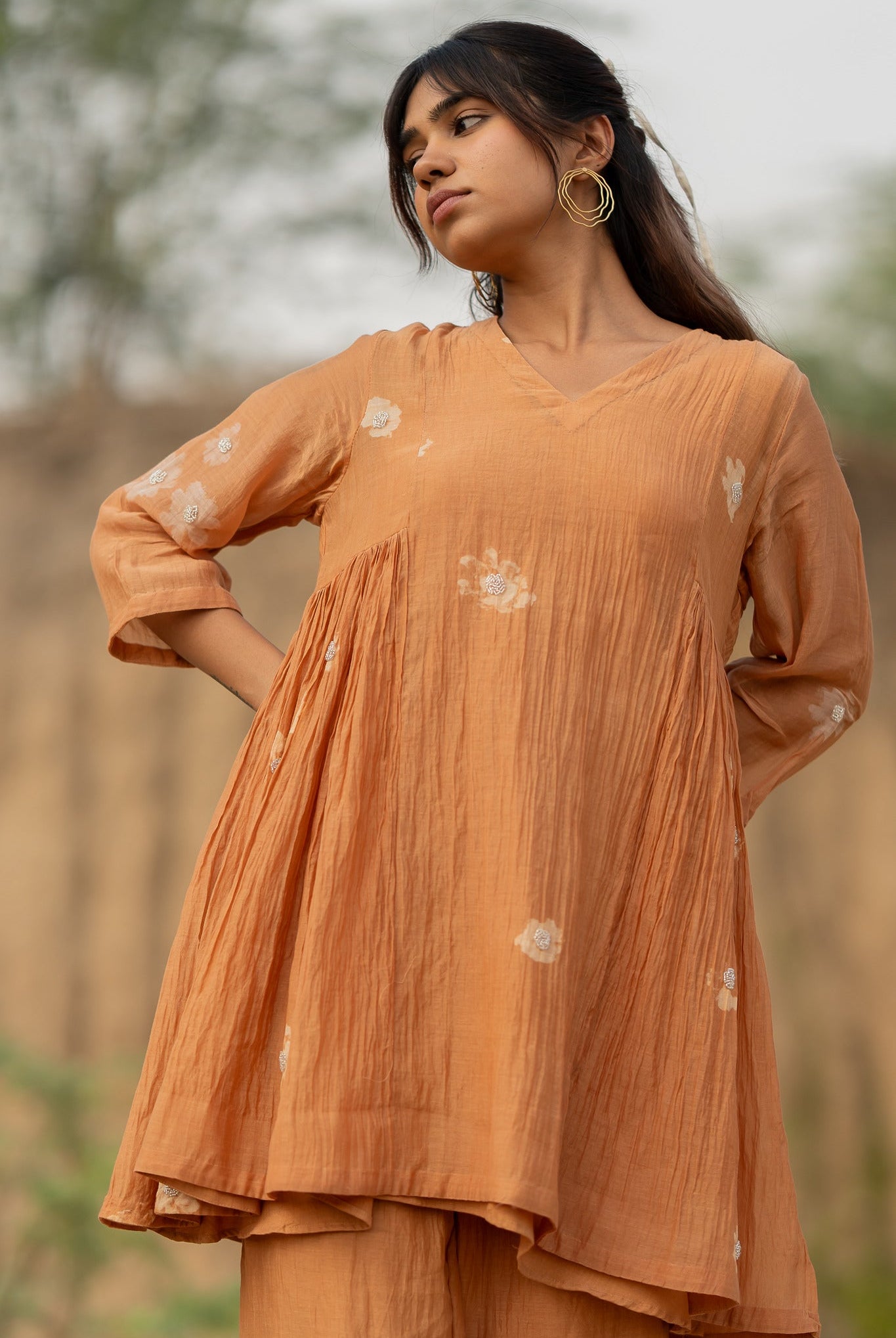 Rust Floral Nara Set - CiceroniKurta Set, Festive wearNirjara
