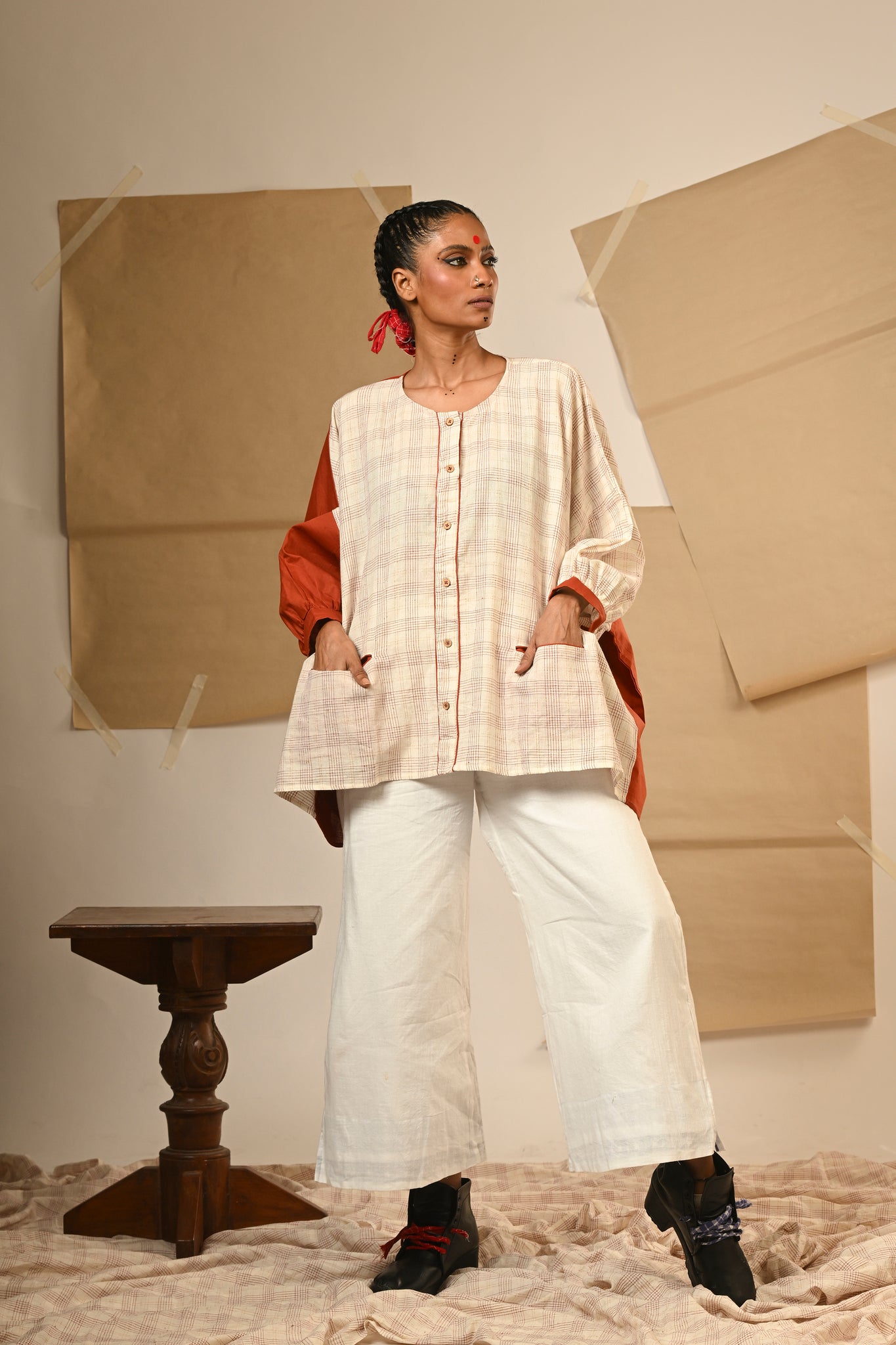 Rust Kaftan Shirt - CiceroniShirtsPrathaa