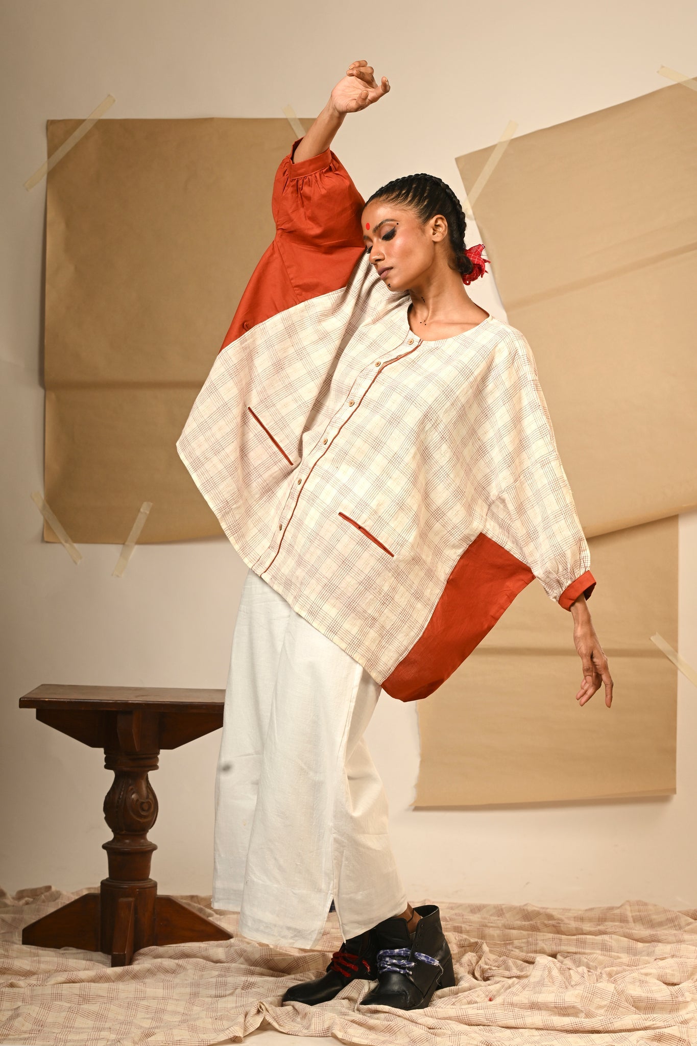 Rust Kaftan Shirt - CiceroniShirtsPrathaa