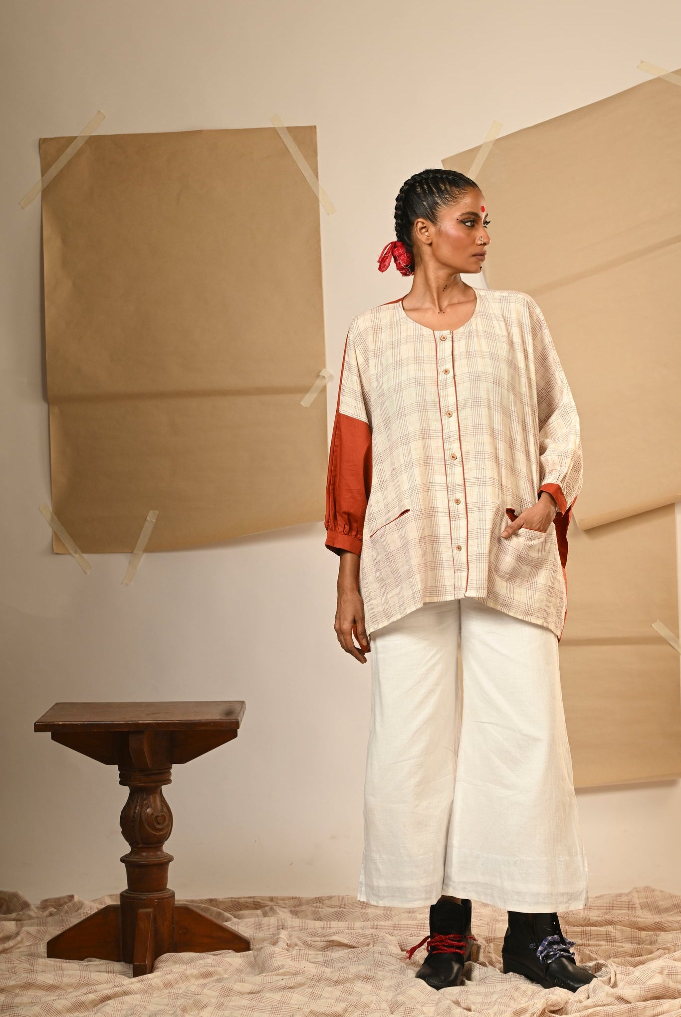 Rust Kaftan Shirt - CiceroniShirtsPrathaa