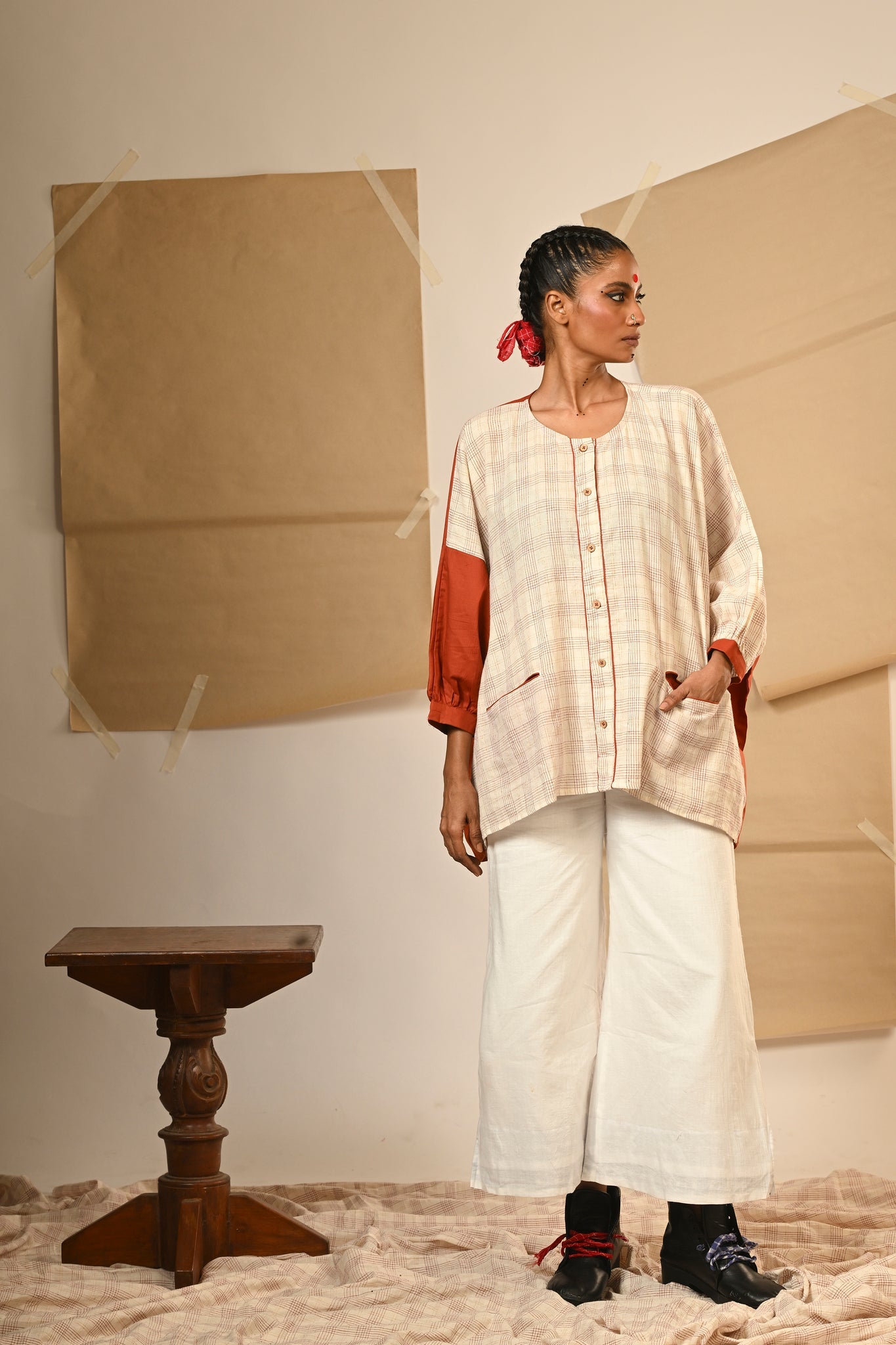 Rust Kaftan Shirt - CiceroniShirtsPrathaa