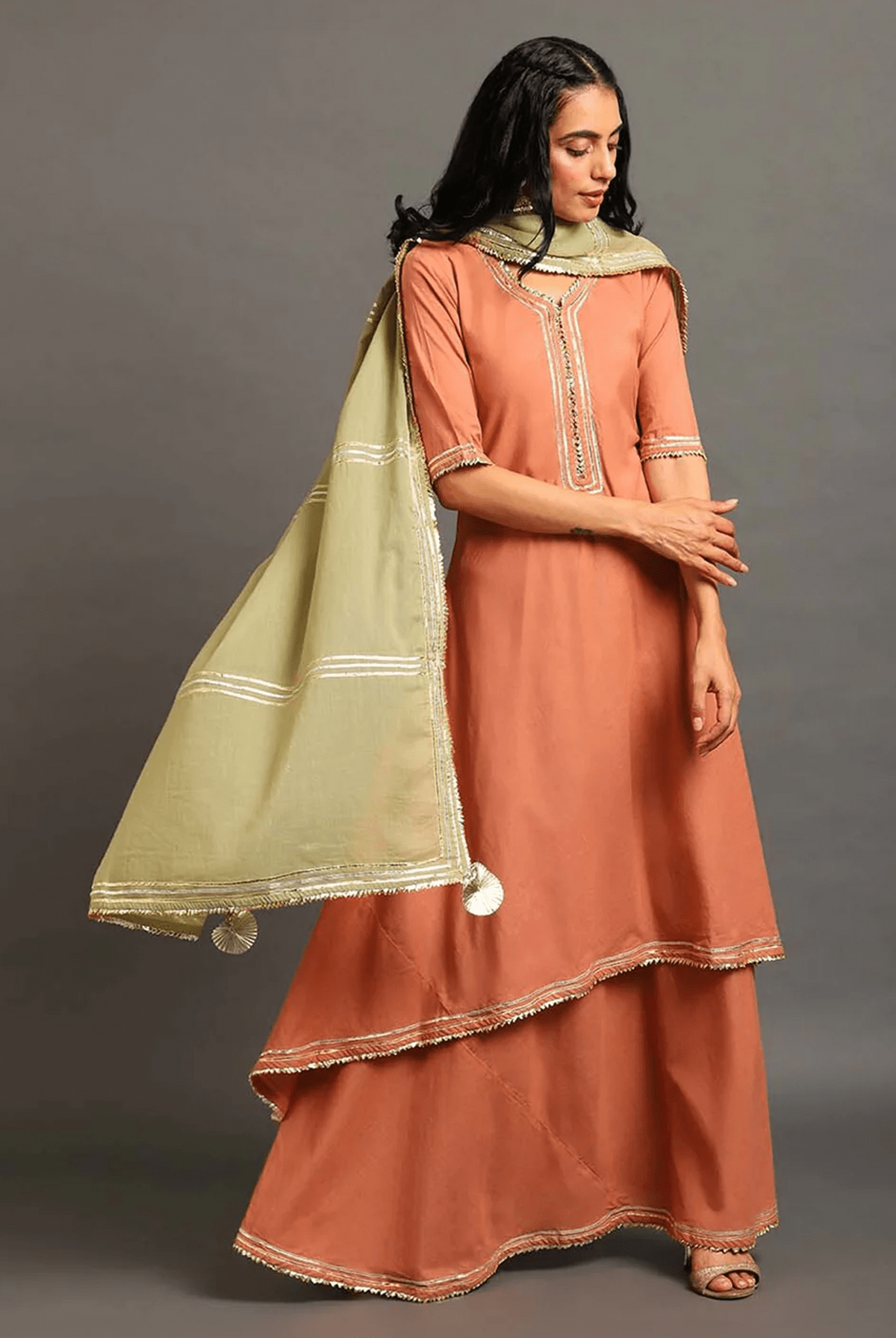 Rust Zara Double Layered Dress - CiceroniDressesOmaana