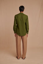 Safari Linen Men's Band Collar Shirt - Slim Fit - CiceroniShirtSaphed