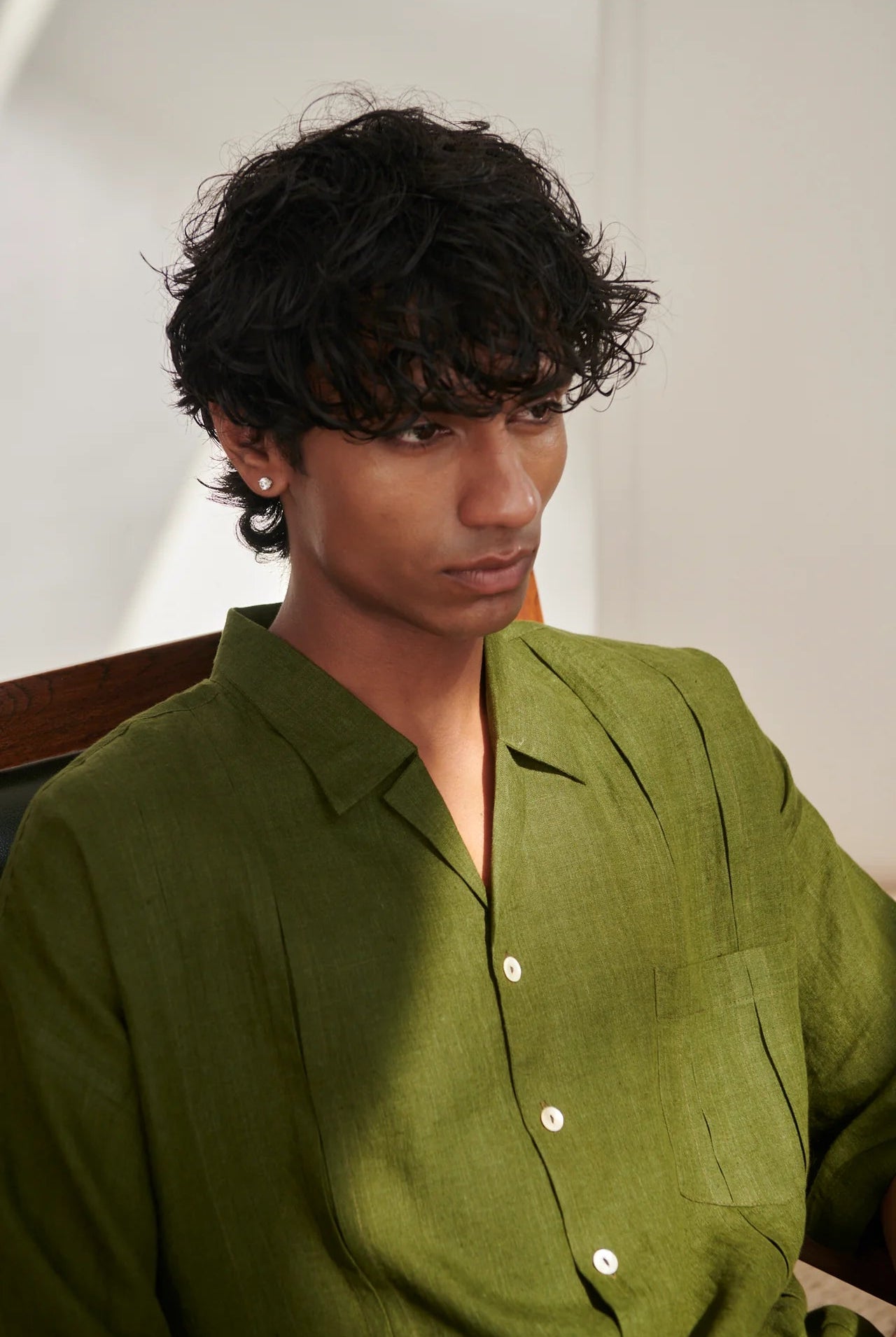 Safari Linen Men's Pleated Camp Collar Shirt - CiceroniMen ShirtsSaphed