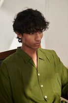 Safari Linen Men's Pleated Camp Collar Shirt - CiceroniMen ShirtsSaphed