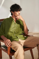 Safari Linen Men's Pleated Camp Collar Shirt - CiceroniMen ShirtsSaphed