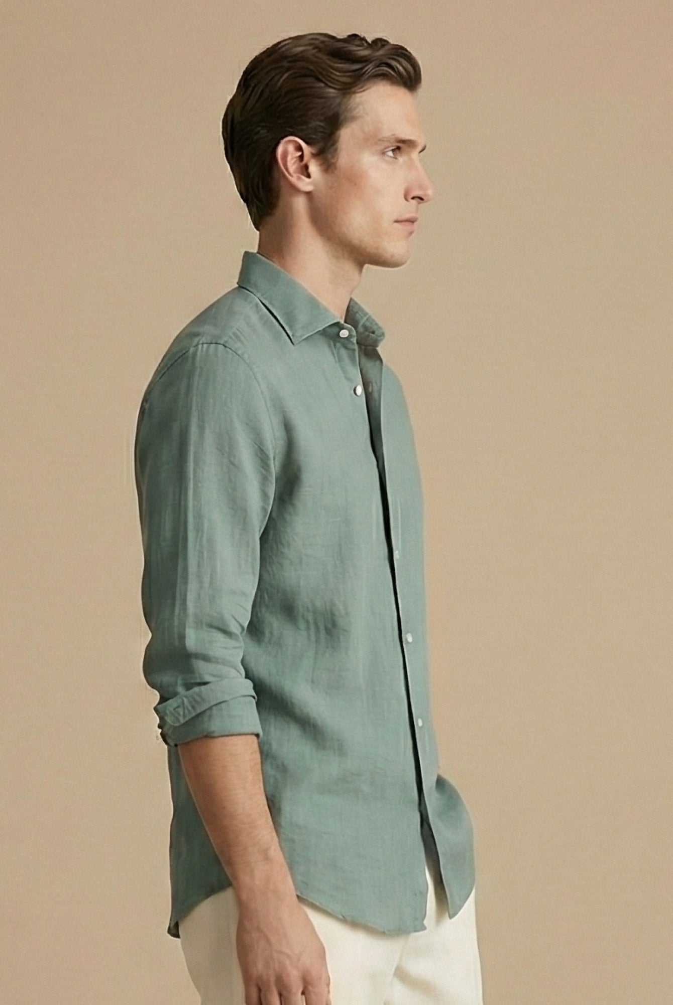Sage Green 100% Pure Linen Shirt - CiceroniMen Shirtsbhrāta