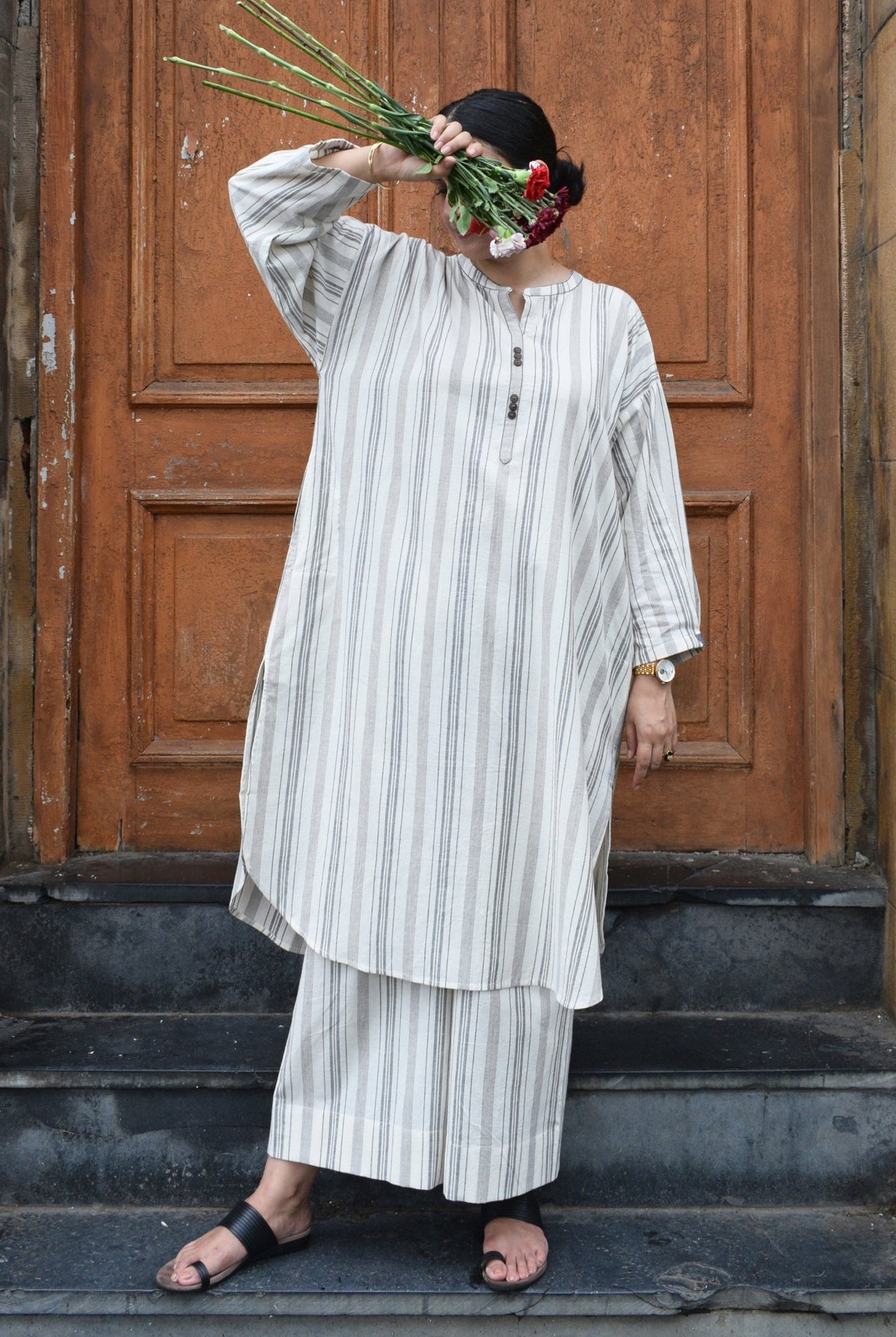 Salt and Pepper Antifit Co - ord Set - CiceroniKurta Set, Everyday WearHouse of Moxa