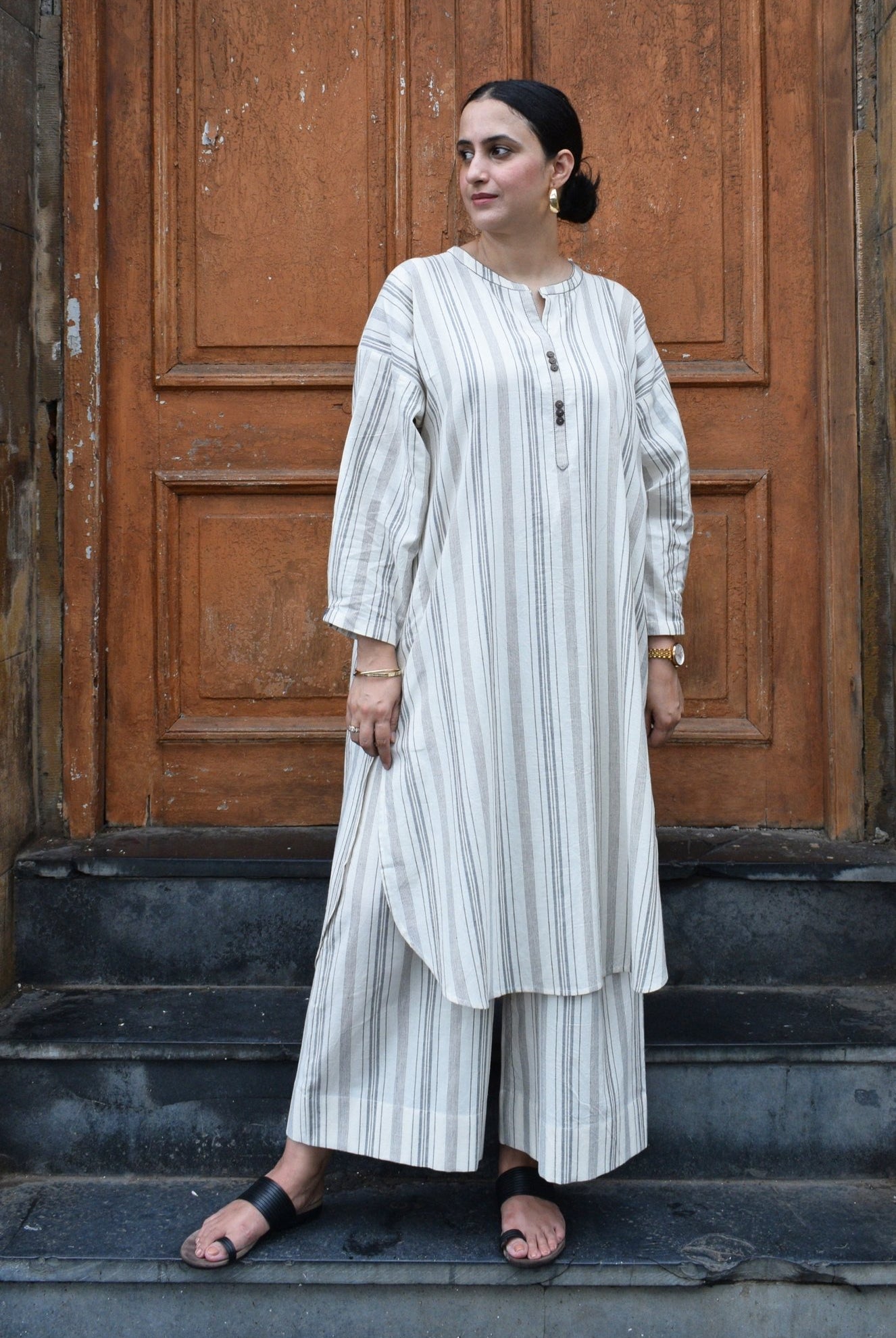 Salt and Pepper Antifit Co - ord Set - CiceroniKurta Set, Everyday WearHouse of Moxa