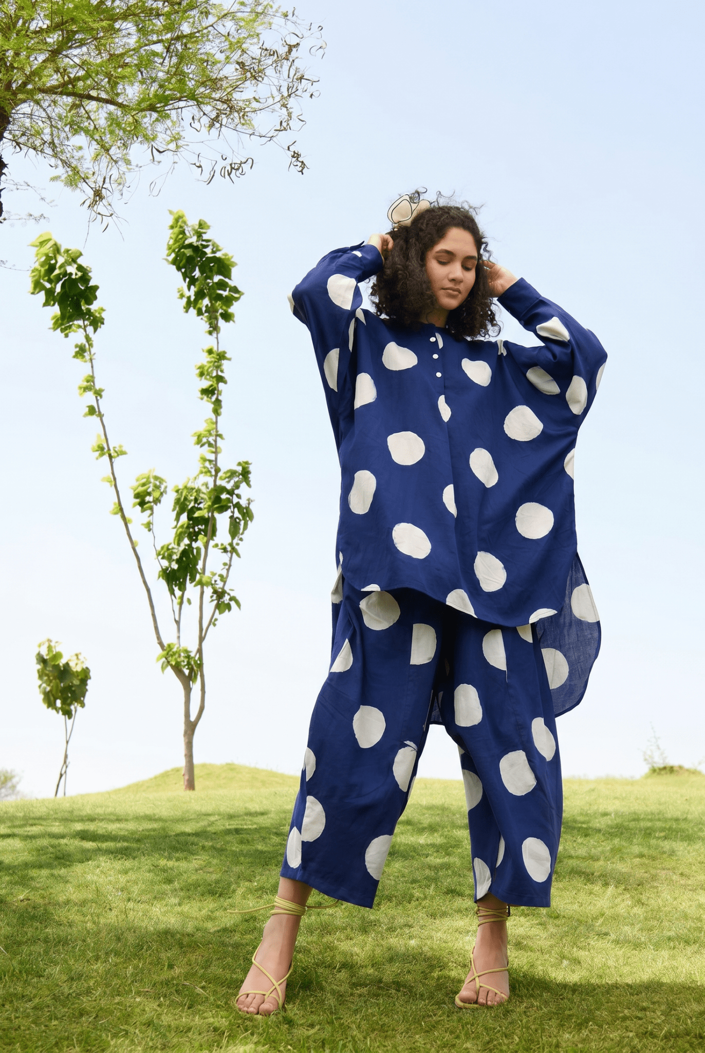 Salvia Co-ord Set - Indigo & White Polka - CiceroniCo-ord SetRAAS Life
