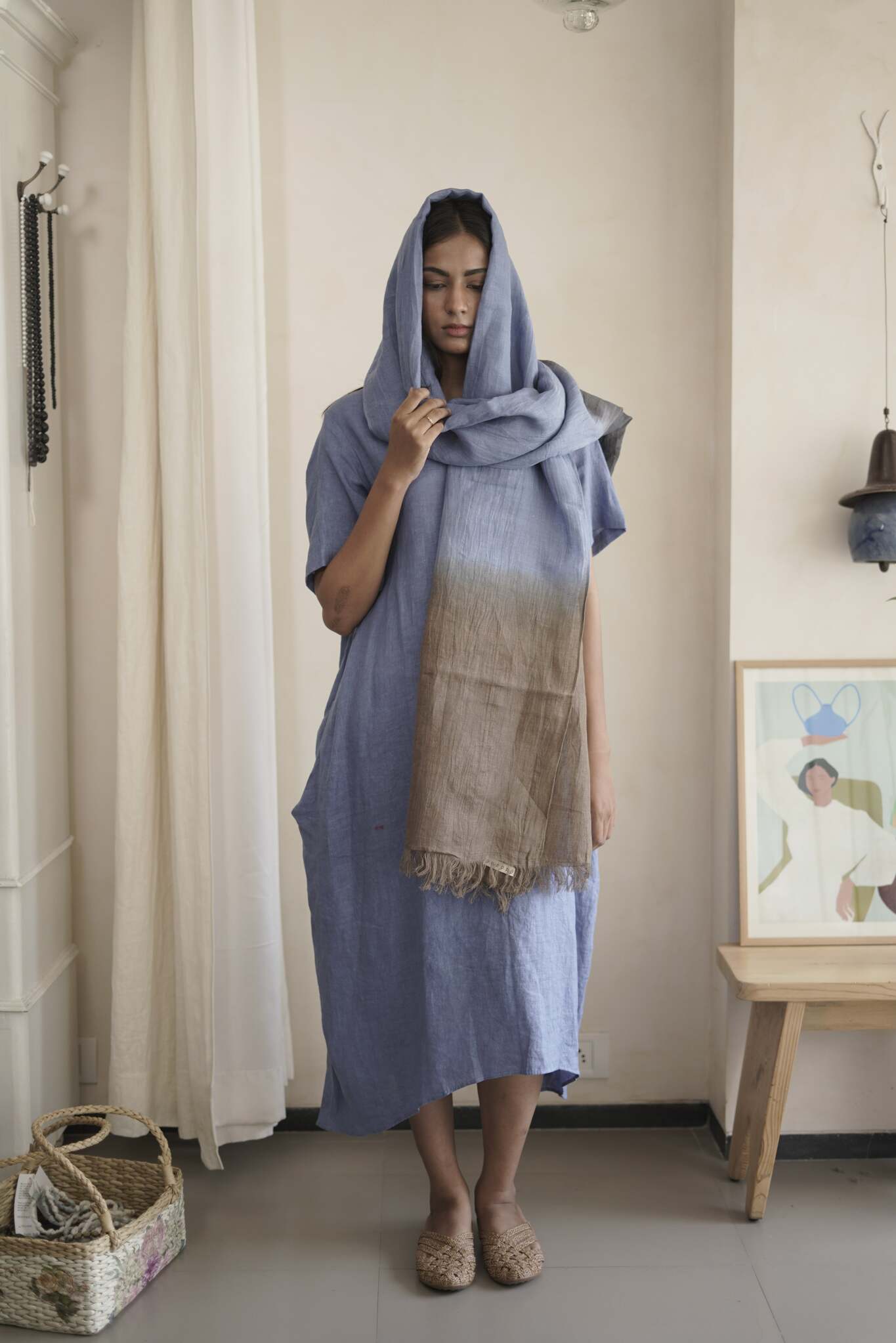 Santorini Blue Ombre Stole - CiceroniScarvesPaeony