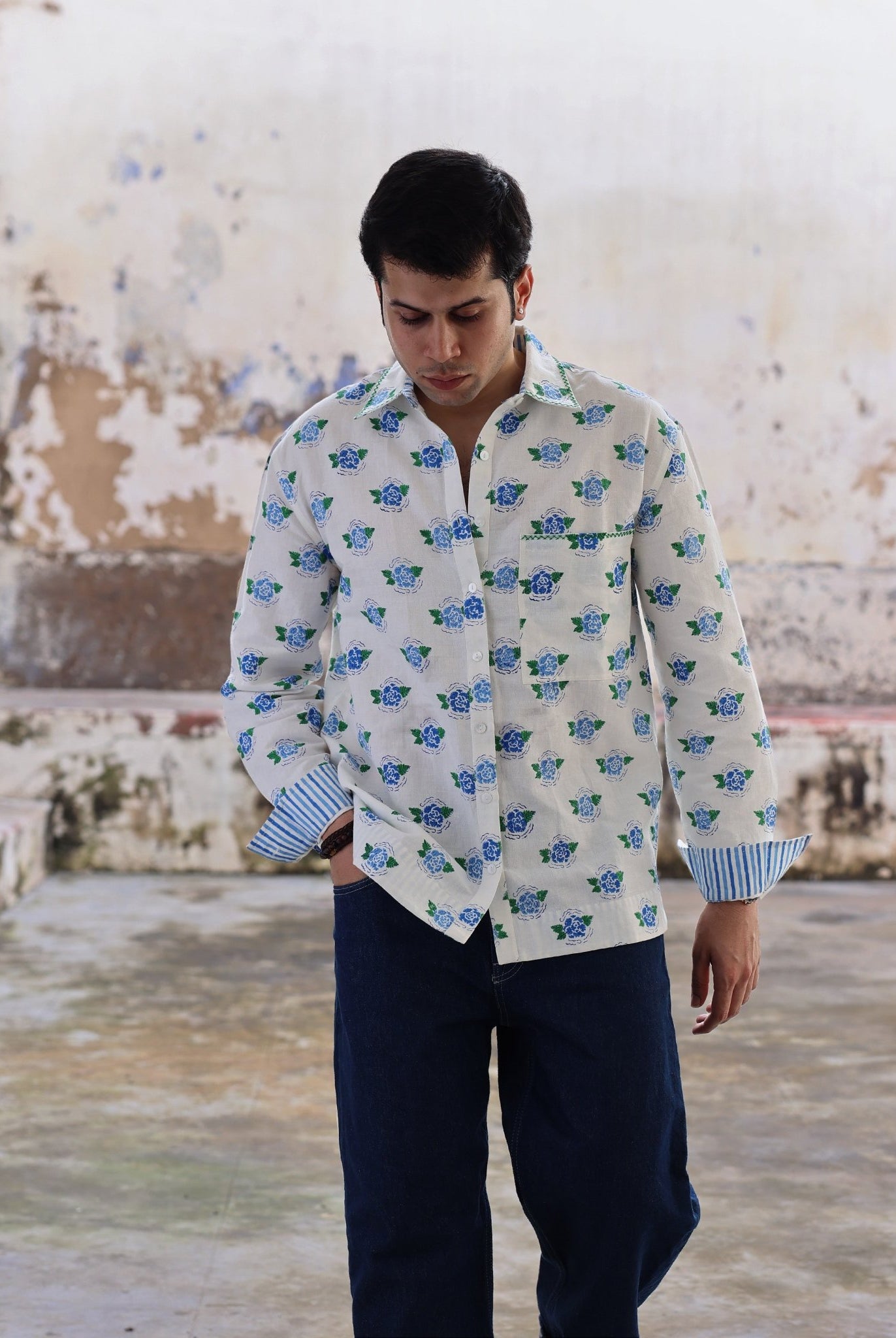 Sawai Shirt - Blue Marigold - CiceroniMen ShirtsThe Raw India