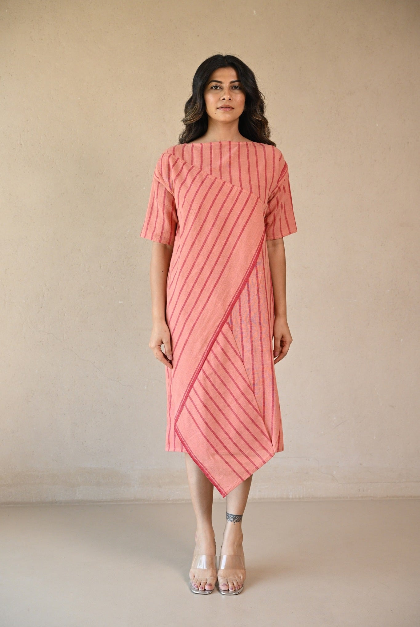 Scarlet Dress - Peach Stripe - CiceroniDressesRang by Rajvi