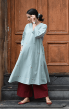 Sea Green Jamdani Phiran with Maroon Pyjama - CiceroniKurta Set, Everyday WearHouse of Moxa