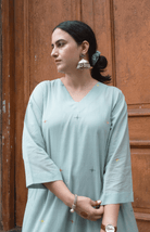Sea Green Jamdani Phiran with Maroon Pyjama - CiceroniKurta Set, Everyday WearHouse of Moxa
