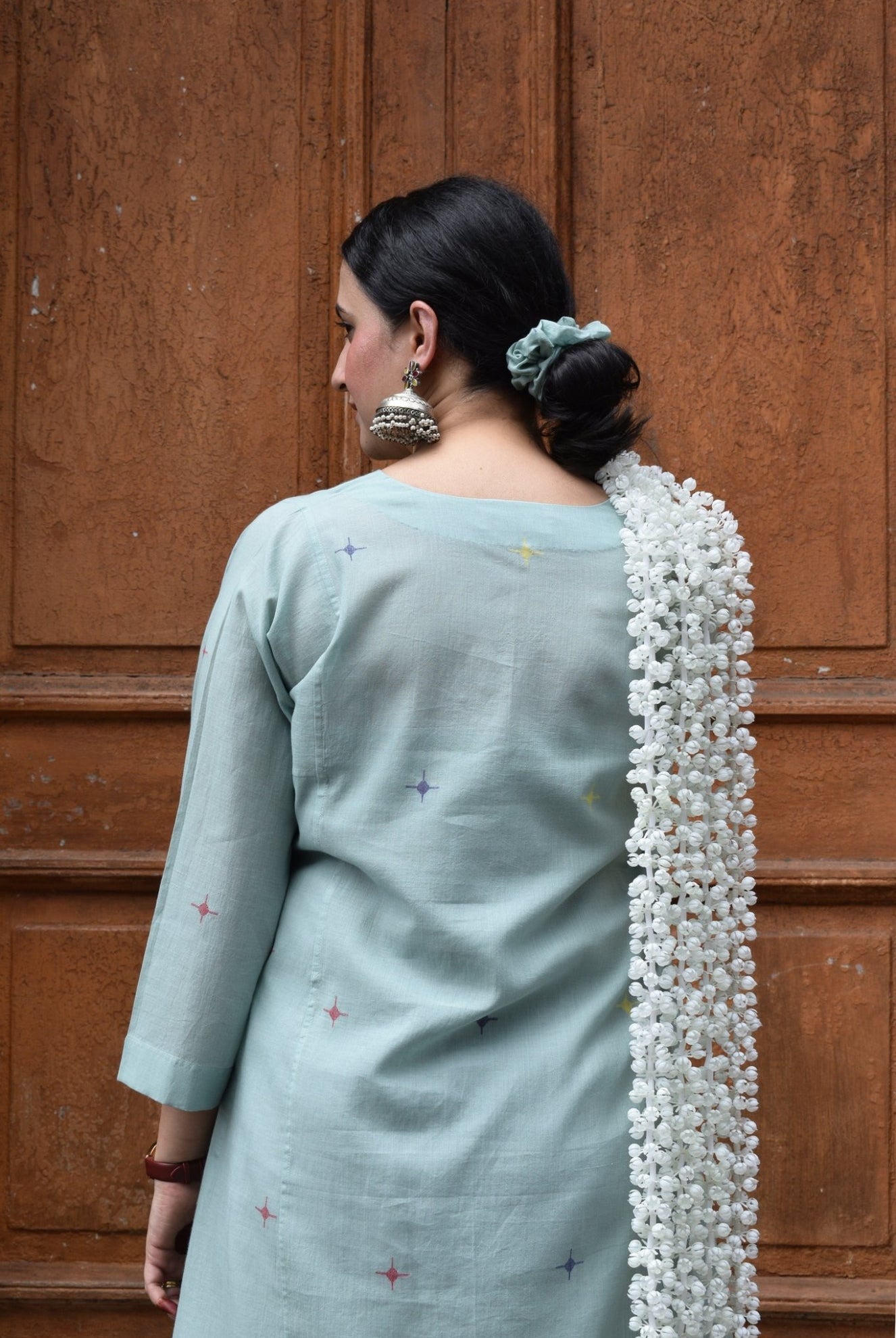 Sea Green Jamdani Phiran with Maroon Pyjama - CiceroniKurta Set, Everyday WearHouse of Moxa